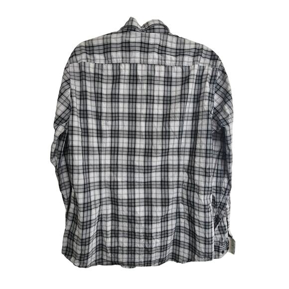 Boss Hugo Boss Shirt Black Gray Plaid Button Front Long Sleeve Top Men L Modern - Picture 9 of 9